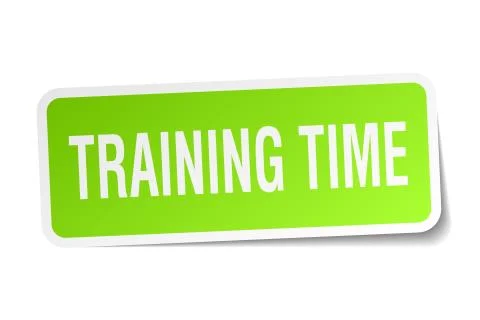 Training time square sticker on white Stock Illustration