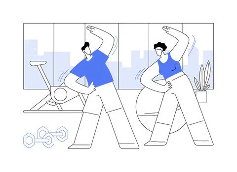 Training together isolated cartoon vector illustrations. Ilustración de archivo