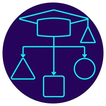 Training Type Icon. Minimalistic neon outline on a dark blue round background 库存插图