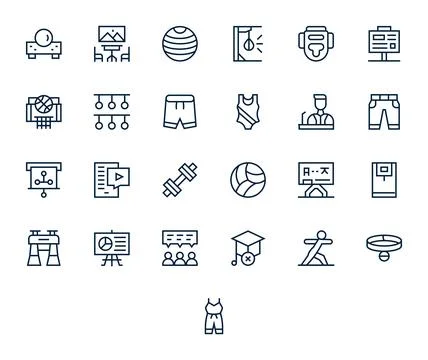 Training Ultimate Vector Package with 25 128x128 Regular Line Display Perfe.. Stock Illustration