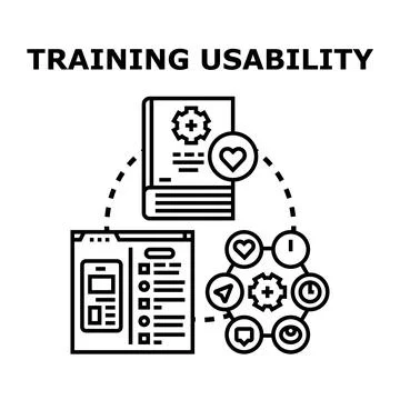Training usability concept with digital interface and education Illustrazione stock
