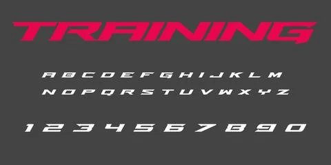 Training Vector Font – Bold Athletic Typography for Sports Stock Illustration