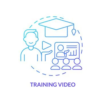 Training video blue gradient concept icon Stock Illustration