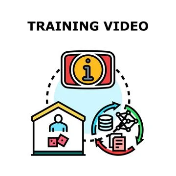 Training video concept illustrating remote learning and skill development Stock Illustration