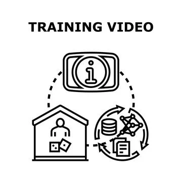 Training video concept illustrating remote learning and skill development Stock Illustration