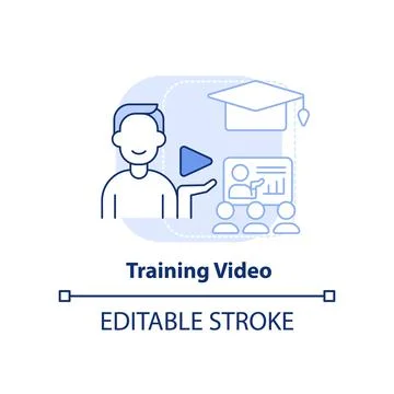 Training video light blue concept icon Stock Illustration