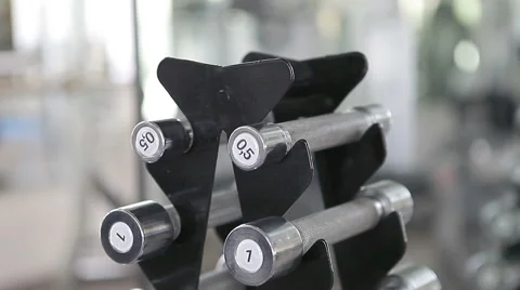 Training weights on the stand Stock Footage 40635345