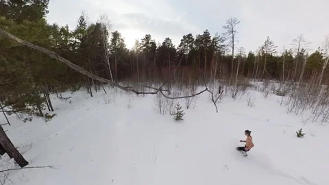 Training in the winter forest. 2 Shots. Stock-Footage 150804011
