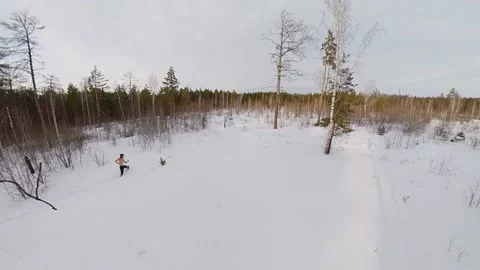 Training in the winter forest. Video stock 150804582