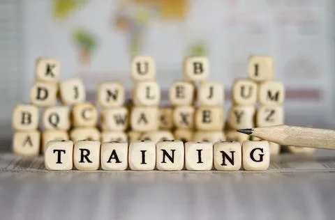 Training word on newspaper background Stock Photos