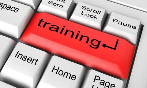 Training word on white keyboard Stock Illustration