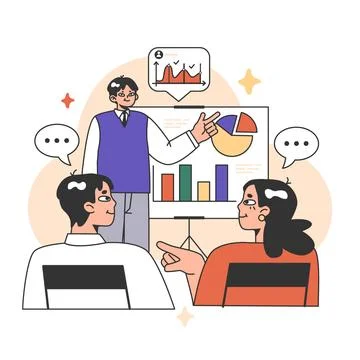 Training workshop. Interactive training process. Professional development. Stock Illustration