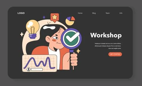 Training workshop web banner or landing page night or dark Stock Illustration