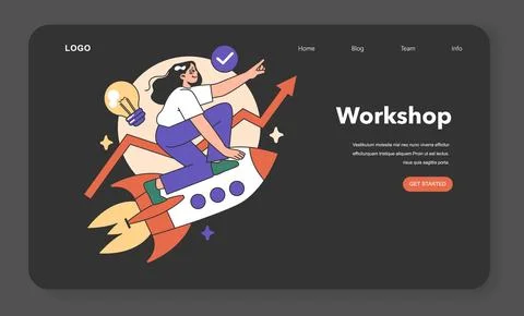 Training workshop web banner or landing page night or dark Stock Illustration