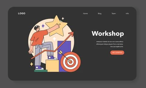 Training workshop web banner or landing page night or dark Stock Illustration