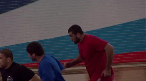 Training wrestlers 02 Stock Footage 44217980