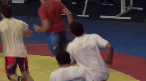 Training wrestlers 03 Stock Footage 44217986
