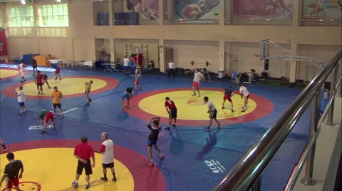 Training wrestlers 05 Stock Footage 44218011