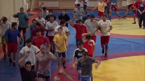 Training wrestlers 06 Video stock 44218013