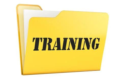 Training, yellow folder. 3d rendering Иллюстрация