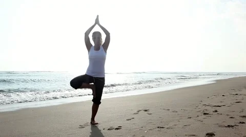 Training yoga Stock Footage 12404293