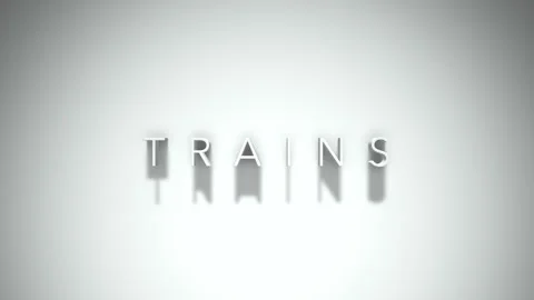 Trains 3D title animation with shadows on a white background Stock Footage 297797123