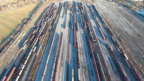 Trains aerial view Stock Footage 71750620