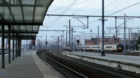 Trains arriving to the station Stock Footage 336371