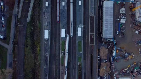 Trains Arriving In Train Station Stock Footage 99310629