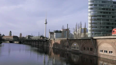 Trains in Berlin Mitte Stock Footage 64036712