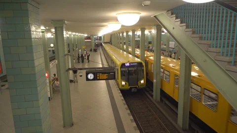 Trains in Berlin station Stock Footage