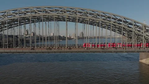 Trains on the bridge in Cologne Video stock 94712763
