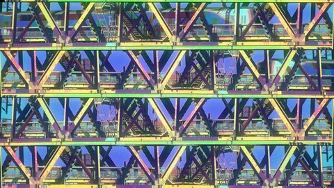 Trains Crossing Bridge Psychedelic Motion Background Loop Stock-Footage 108501212