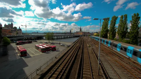 Trains at day timelapse HD Stock Footage 38936157