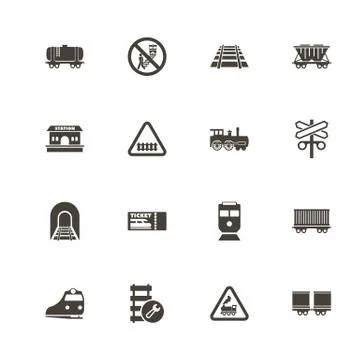 Trains - Flat Vector Icons Stock Illustration