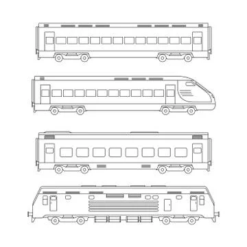 Trains line drawing Stock Illustration