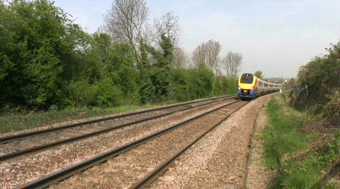 Trains. Meridian diesel passenger railway train in Leicestershire England. Stock Footage