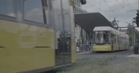 Trains passing - Berlin, Germany - 4K Stock Footage 68497644