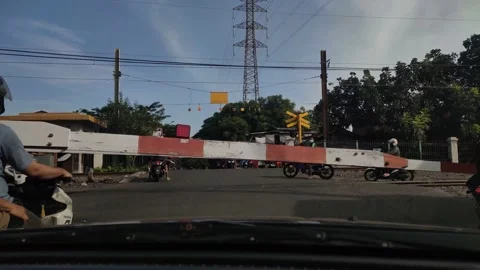 Trains passing at the crossing Stock Footage 150134530