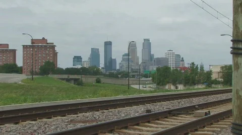 Trains passing MPLS Stock Footage 795694