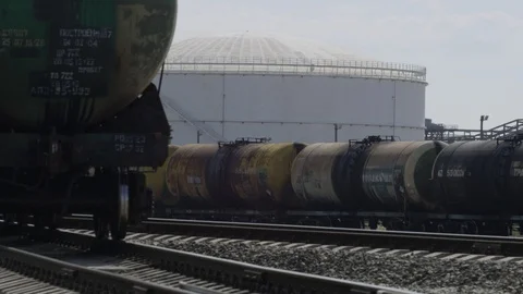 Trains on railway hub panorama Stock-Footage 123779401