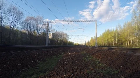 Trains On Railway In Suburb Timelapse Vidéo 77284982