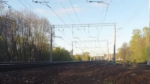 Trains On Railway In the Suburb Timelapse Stock Footage 77285022