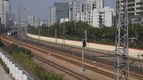 Trains running on rail Stock Footage 8962877
