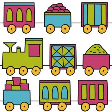 Trains seamless pattern Stock Illustration