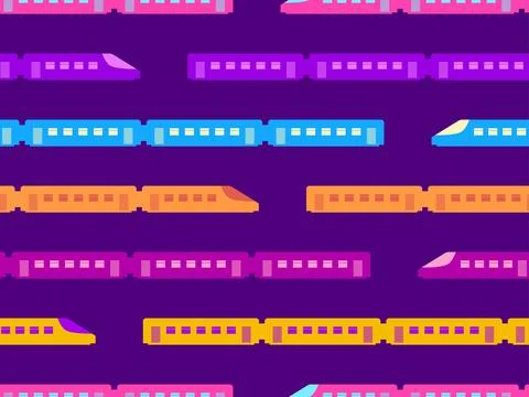 Trains seamless pattern. Railway road, background with railway transport. T.. イラスト素材
