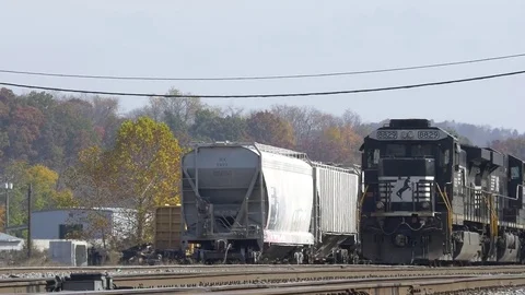 Trains Sitting at a Station Stock Footage 75252006