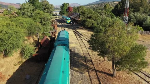 Trains on the staition in Constitucion Chile Stock Footage 255504100