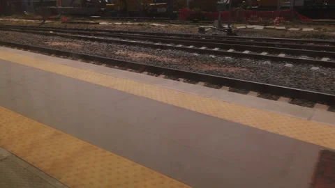 Trains at the station without passengers. situation after the covid epidemic. Ni Stock Footage 133457289