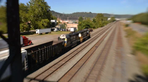 Trains Tilt Shift Stock Footage 30450484